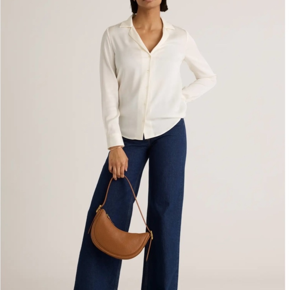 Quince Washable Stretch Ivory Silk Blouse